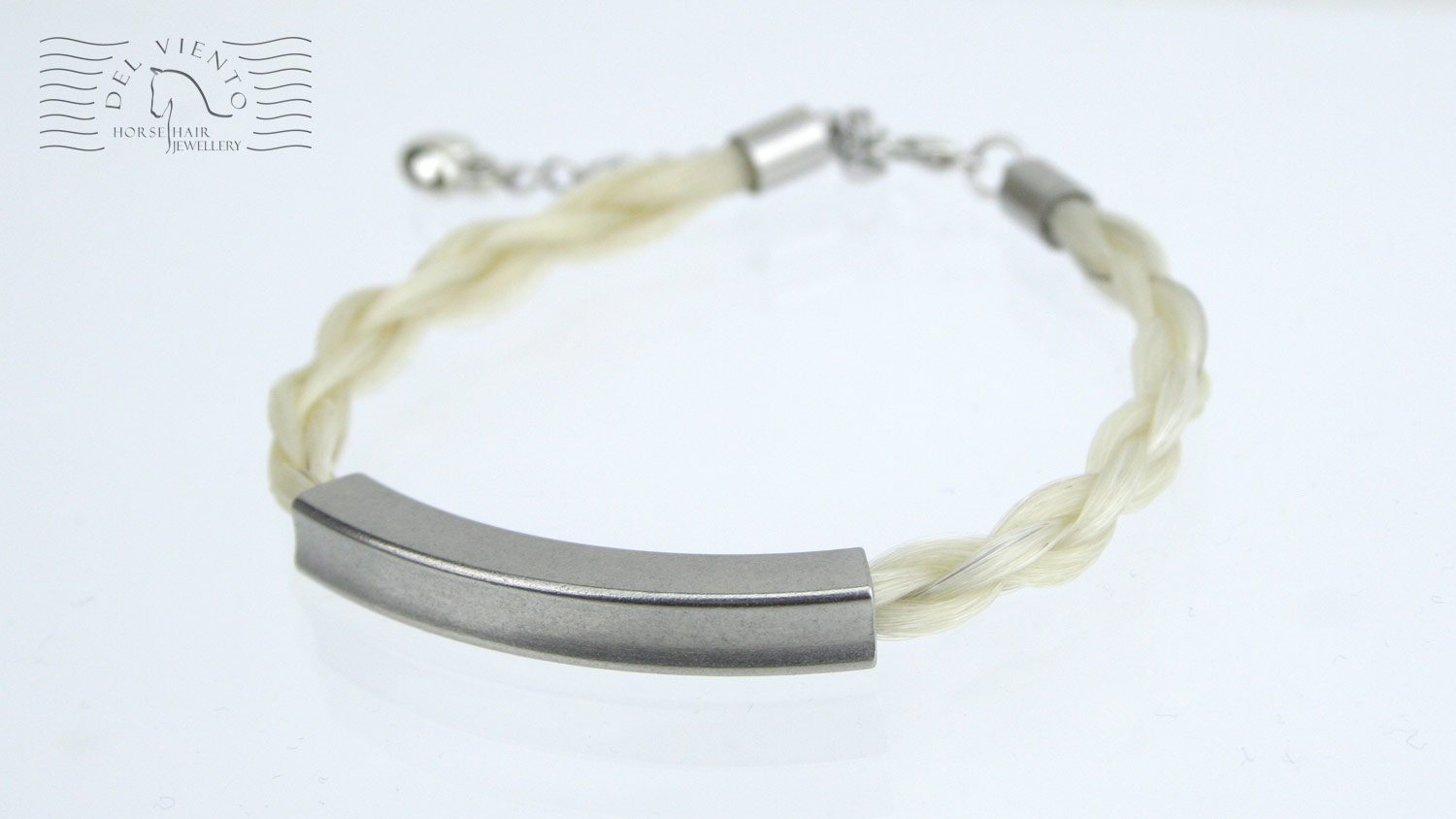 HHJ01ST - stainless steel square curved tube horseshair braided bracelet