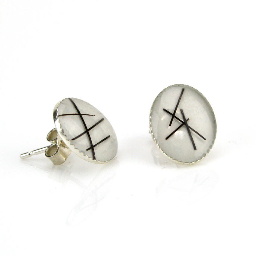 Sterling silver oval studs